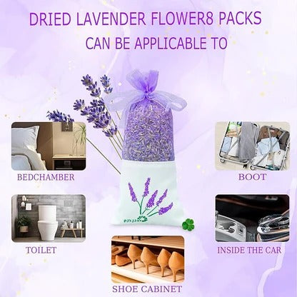 8 Packs Lavender Sachet Bags for Drawers and Closets, Long-Lasting Lavender Scented Sachets Home Fragrance Hanging Closet Air Freshener Oder Eliminator, Smell Goods for House